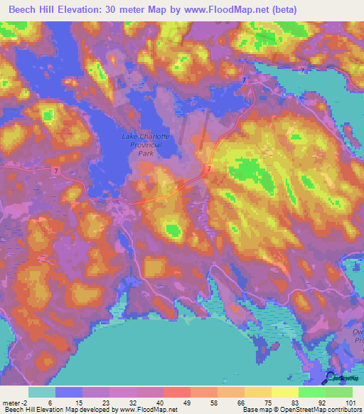 Beech Hill,Canada Elevation Map