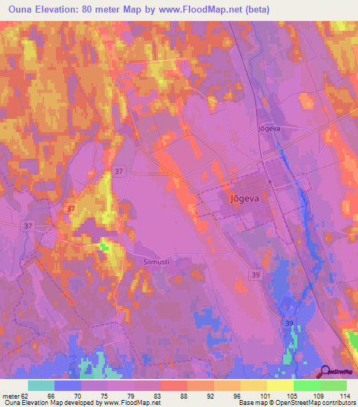 Ouna,Estonia Elevation Map