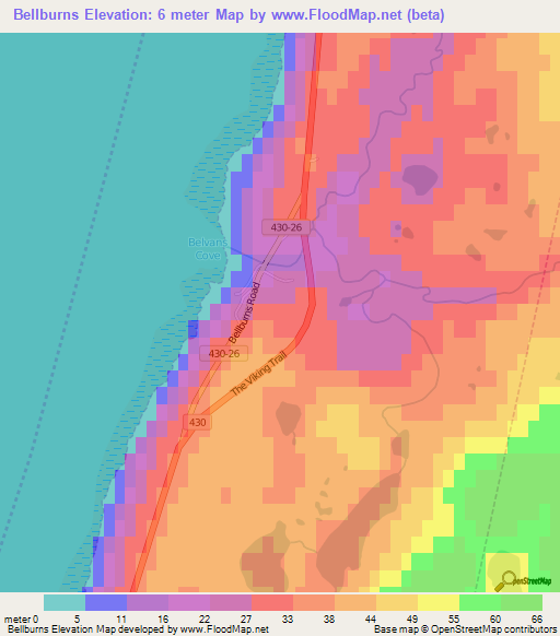 Bellburns,Canada Elevation Map