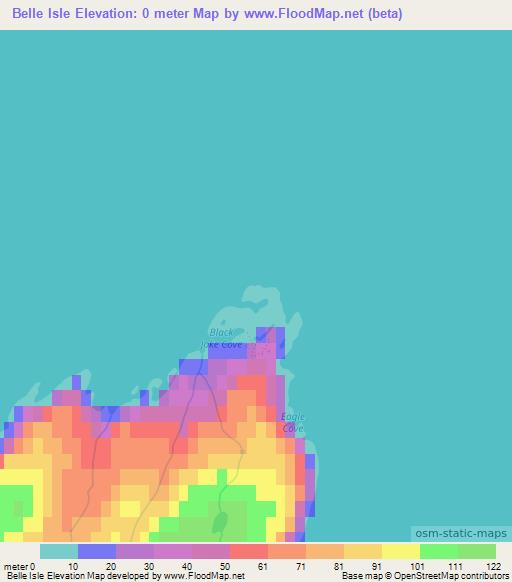 Belle Isle,Canada Elevation Map