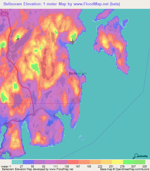 Belleoram,Canada Elevation Map