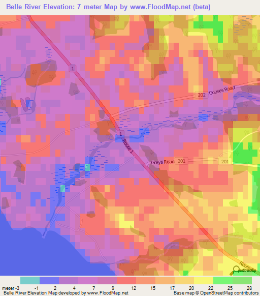 Belle River,Canada Elevation Map