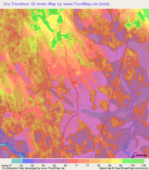 Oru,Estonia Elevation Map