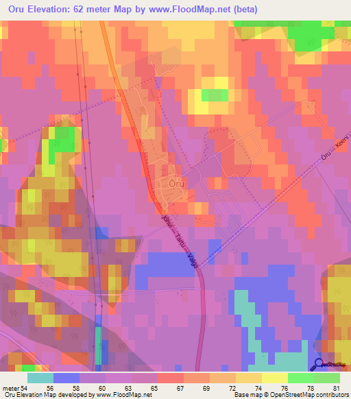 Oru,Estonia Elevation Map