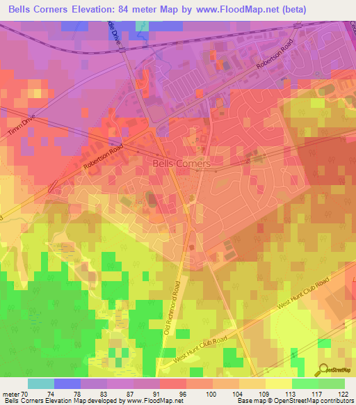 Bells Corners,Canada Elevation Map