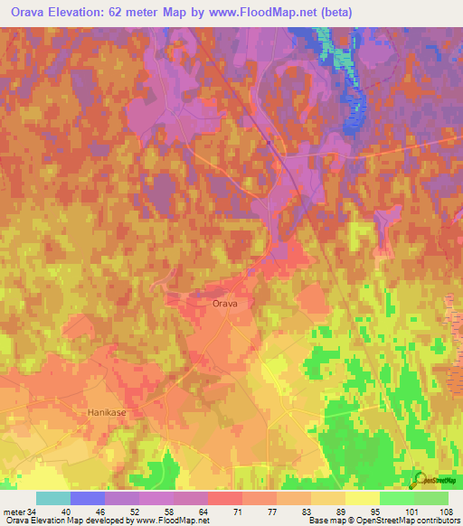 Orava,Estonia Elevation Map