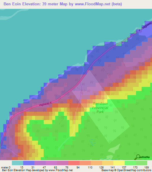 Ben Eoin,Canada Elevation Map
