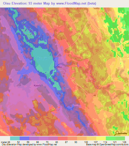 Oisu,Estonia Elevation Map