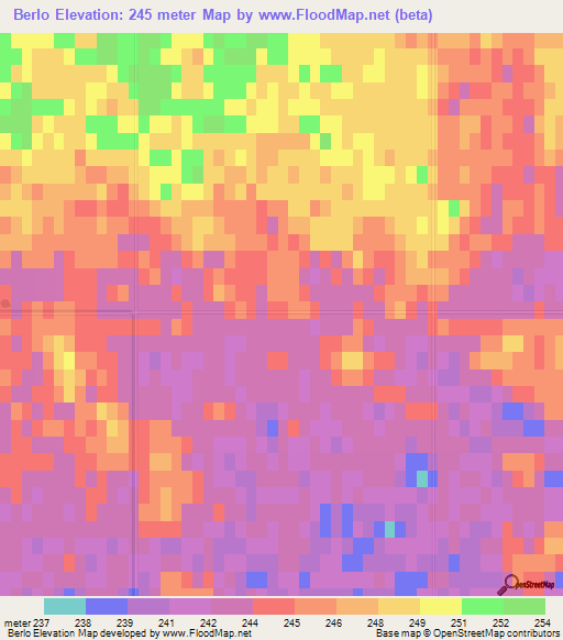 Berlo,Canada Elevation Map