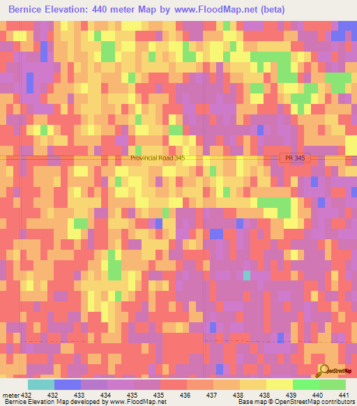 Bernice,Canada Elevation Map