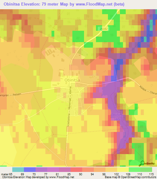Obinitsa,Estonia Elevation Map