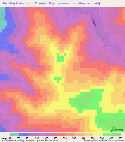 Na `Alaj,Iran Elevation Map