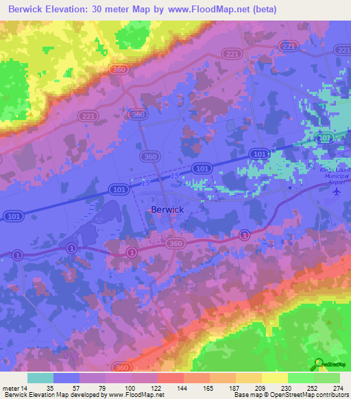 Berwick,Canada Elevation Map