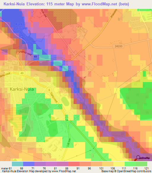Karksi-Nuia,Estonia Elevation Map