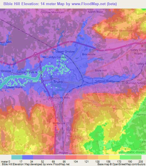 Bible Hill,Canada Elevation Map