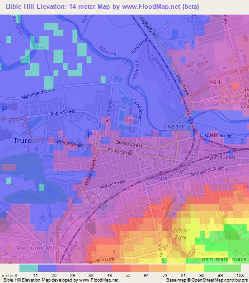 Bible Hill,Canada Elevation Map
