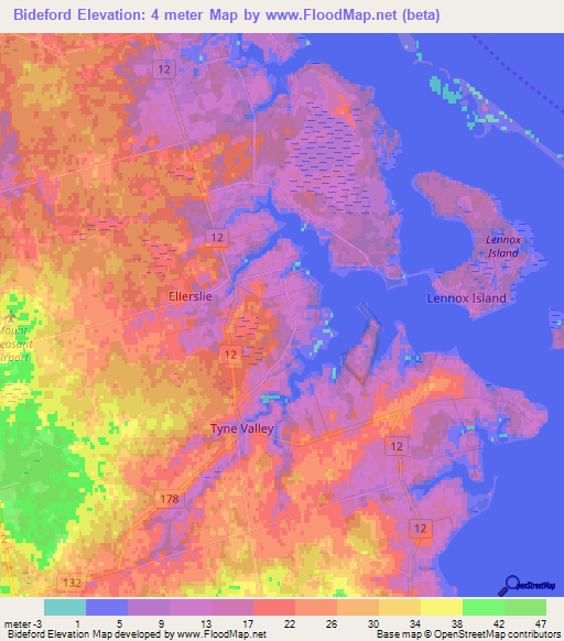 Bideford,Canada Elevation Map