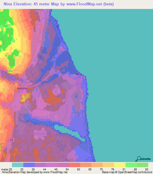Nina,Estonia Elevation Map