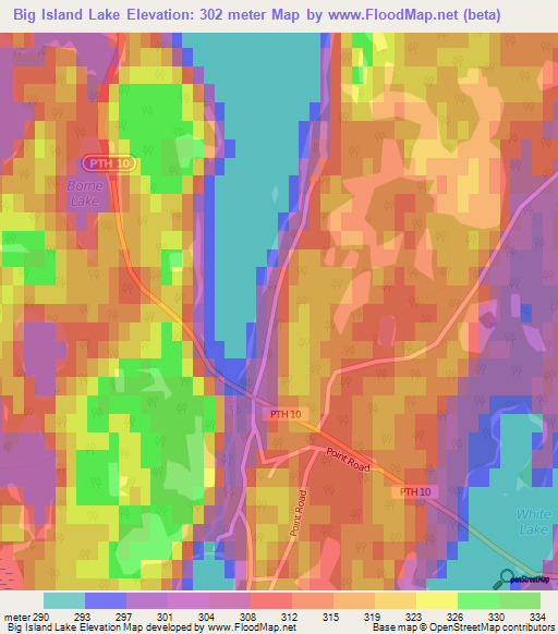 Big Island Lake,Canada Elevation Map
