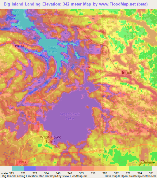 Big Island Landing,Canada Elevation Map