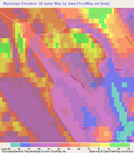 Myuirsepa,Estonia Elevation Map