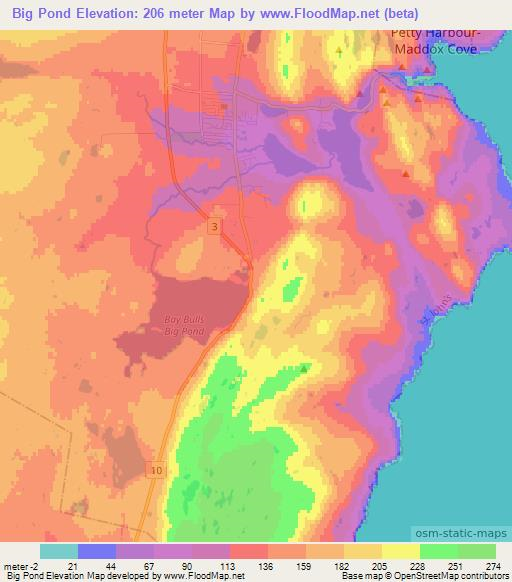 Big Pond,Canada Elevation Map