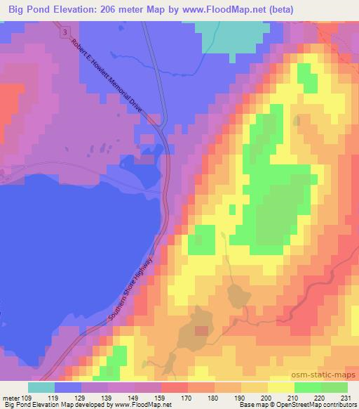 Big Pond,Canada Elevation Map