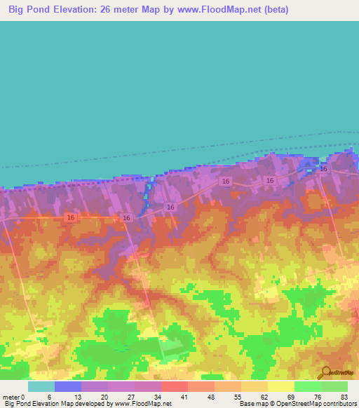 Big Pond,Canada Elevation Map