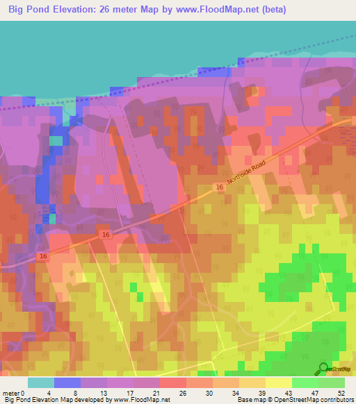 Big Pond,Canada Elevation Map