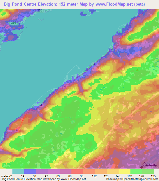 Big Pond Centre,Canada Elevation Map