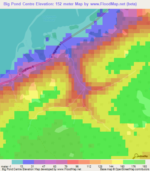 Big Pond Centre,Canada Elevation Map