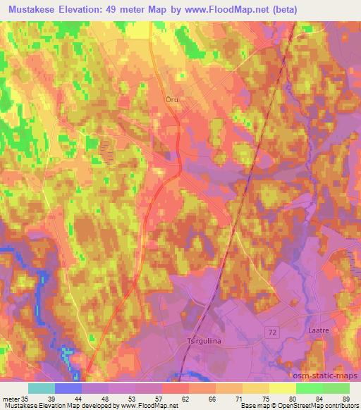 Mustakese,Estonia Elevation Map