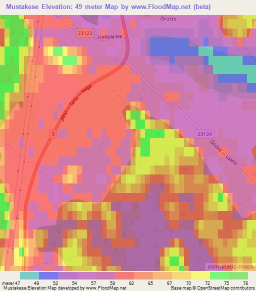Mustakese,Estonia Elevation Map