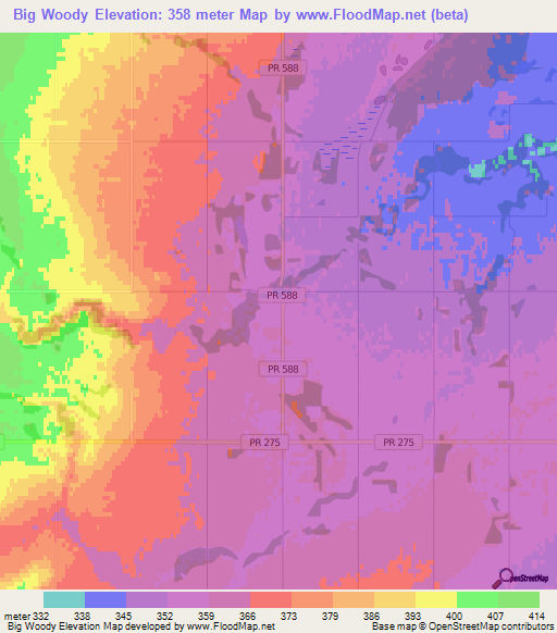 Big Woody,Canada Elevation Map