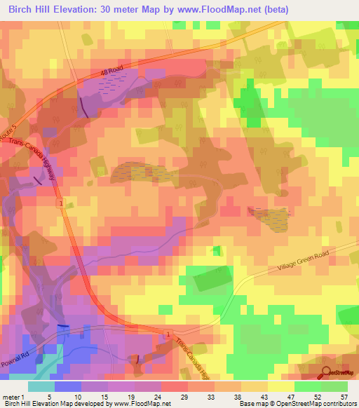 Birch Hill,Canada Elevation Map