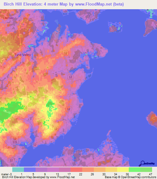 Birch Hill,Canada Elevation Map