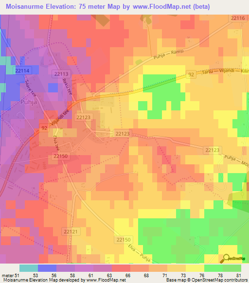 Moisanurme,Estonia Elevation Map