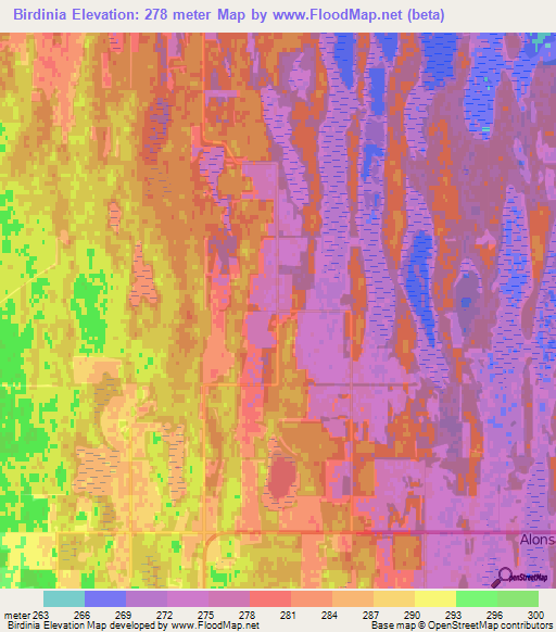 Birdinia,Canada Elevation Map