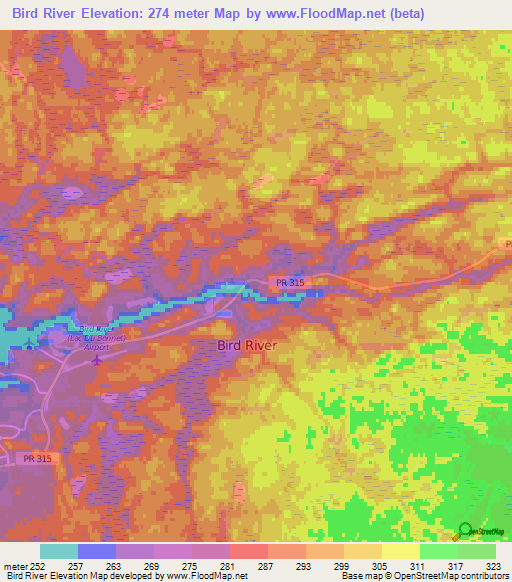 Bird River,Canada Elevation Map