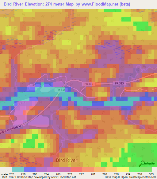 Bird River,Canada Elevation Map