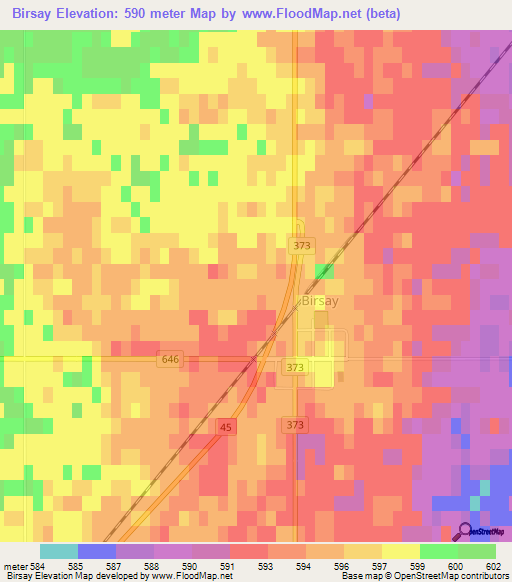 Birsay,Canada Elevation Map