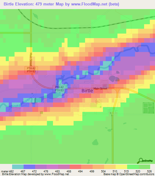 Birtle,Canada Elevation Map
