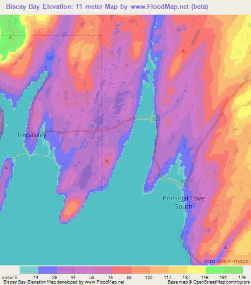 Biscay Bay,Canada Elevation Map