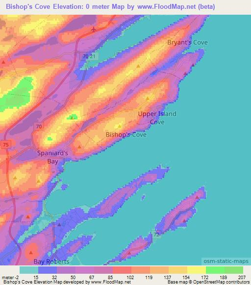 Bishop's Cove,Canada Elevation Map