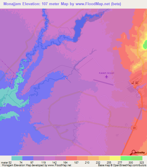Monajjem,Iran Elevation Map