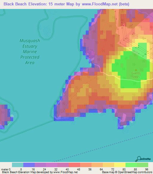Black Beach,Canada Elevation Map