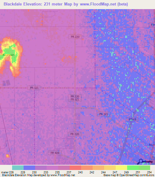 Blackdale,Canada Elevation Map
