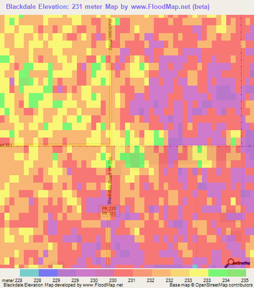 Blackdale,Canada Elevation Map