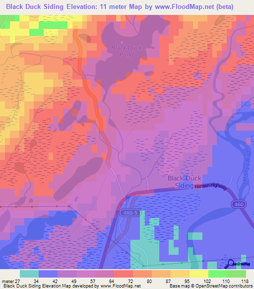 Black Duck Siding,Canada Elevation Map