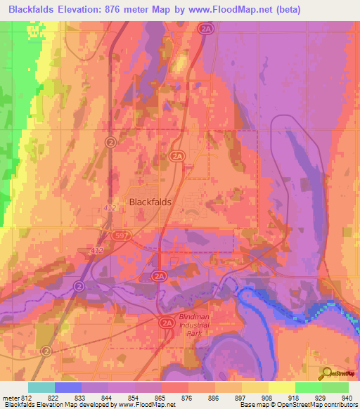 Elevation of Blackfalds,Canada Elevation Map, Topography, Contour